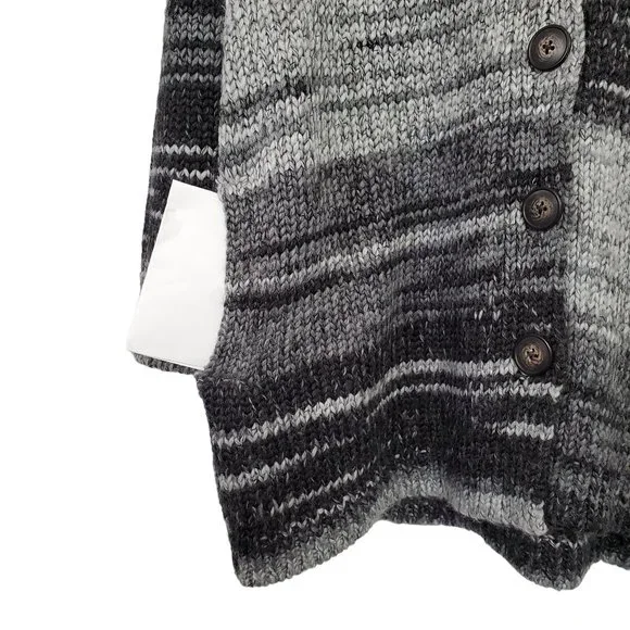 J Jill Size S Cardigan Button Jacket Chunky Knit Wool Blend Gray Stripes Pockets - Picture 8 of 8
